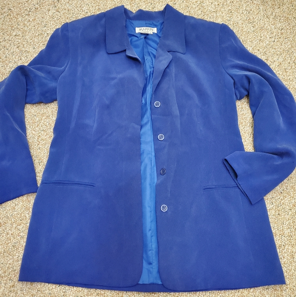 Silk Jacket, longline LARGE vintage 80s/90s blazer - Picture 5 of 9